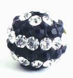 Striking Black & White Glass Shamballa Beads