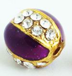 Royal Purple, Gold & Crystal Bling Shaballa Bead