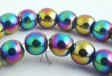 Colorful Aurora Borealis Black Magnetic Hematite Beads - 6mm