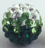 Unusual Graduated Green Blinged Shamballa Beads