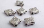 Silver Rhombus Pillow Bead Spacers