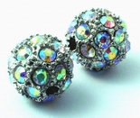 White & Rainbow Disco Crystal Shamballa Bead