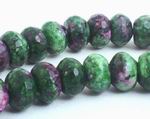 Green & Purple Faceted Ruby Zoisite Rondelle Beads