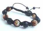 Amber, White & Black Blinged Crystal Shamballa Bracelet