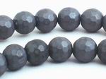 Heavy Faceted Gunpowder Grey Hematite 8mm Beads