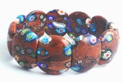 Sparkling Goldstone Millefori Flower Bracelet