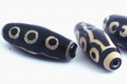 2 Shiny Multi-Eye Dzi Agate Beads - 25mm