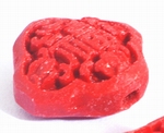 4 Fire-Red Diamond Cinnabar Button Beads