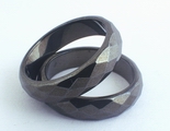 Sleek Faceted Magnetic Hematite Ring