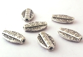 25 Aztec Flat Oval Silver Spacer Beads