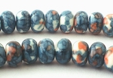 99 Iris-Blue Rain Flower Viewing Stone Rondelle Beads