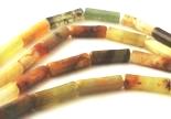 29 Lean Light-Green & Yellow Soochow Jade Tube Beads - 8mm x 4mm