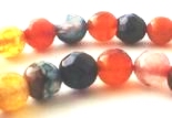 Shiny Golden Summer-Orange & Blue Faceted Agate Beads