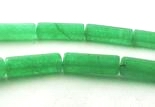 30 Slender Rice-Green Agate Tube Beads - 13mm x 4mm