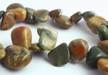 Gleaming Earthy-Green Ryolite Fancy Drop Beads